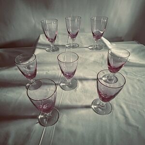 7 Tiffin Franciscan Wisteria Pink Juice Glass Stem 17501 Vintage Crystal 5x21/8"